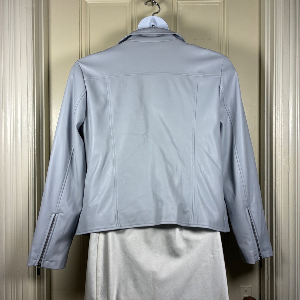 Pure Navy Jacket XL Vegan Faux Leather gray moto biker bomber neutral minimalist - Picture 3 of 6